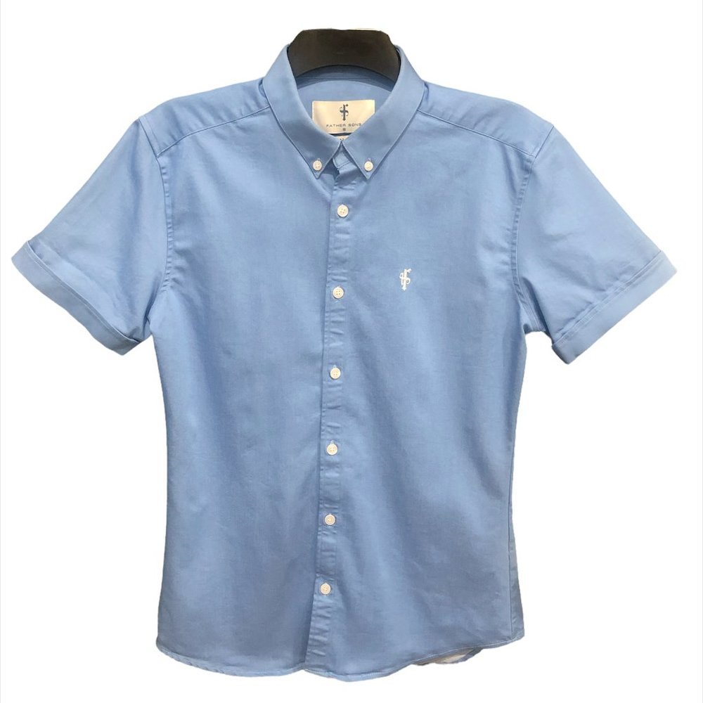 FATHER SONS SLIM FIT LIGHT BLUE DENIM SHORT SLEEVE
